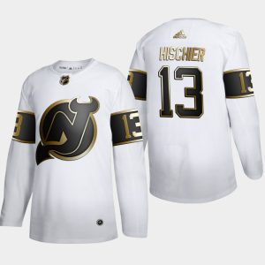 Herren New Jersey Devils Eishockey Trikot Nico Hischier #13 Golden Edition Weiß Authentic